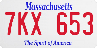 MA license plate 7KX653
