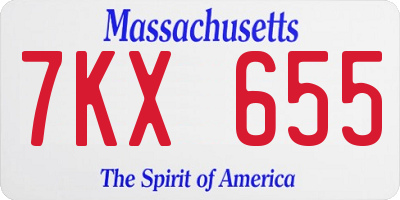 MA license plate 7KX655