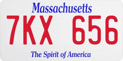 MA license plate 7KX656