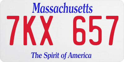 MA license plate 7KX657