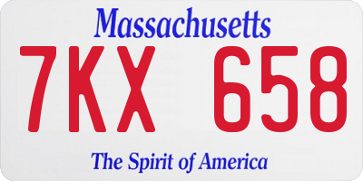 MA license plate 7KX658