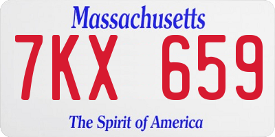 MA license plate 7KX659