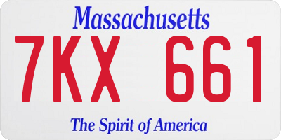 MA license plate 7KX661