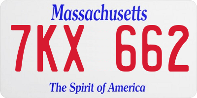 MA license plate 7KX662