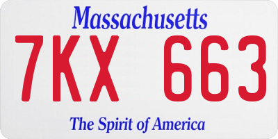 MA license plate 7KX663