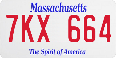MA license plate 7KX664
