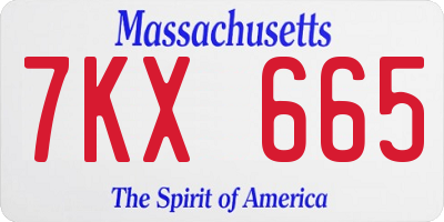 MA license plate 7KX665