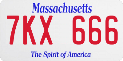 MA license plate 7KX666