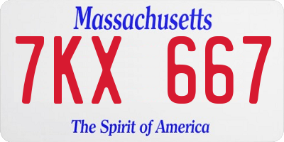 MA license plate 7KX667
