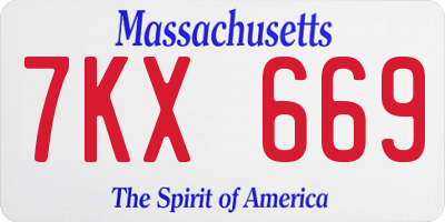 MA license plate 7KX669