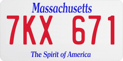 MA license plate 7KX671