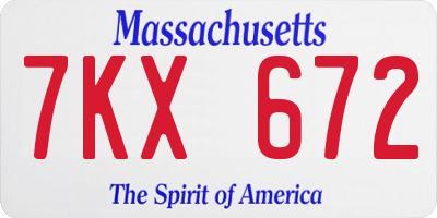 MA license plate 7KX672