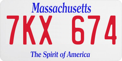MA license plate 7KX674