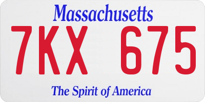 MA license plate 7KX675