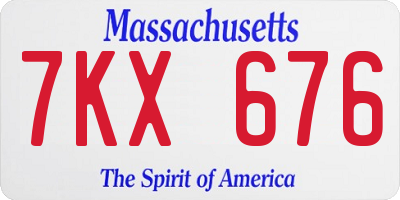 MA license plate 7KX676