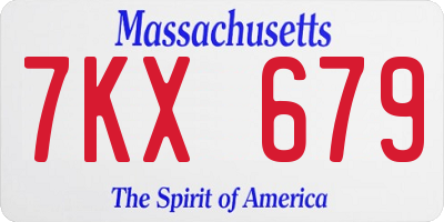 MA license plate 7KX679