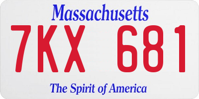 MA license plate 7KX681
