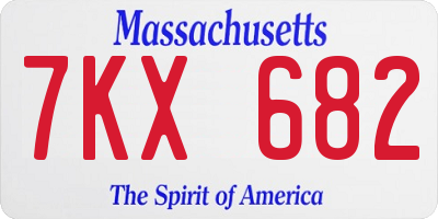 MA license plate 7KX682