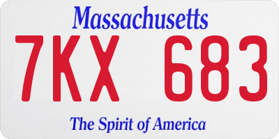MA license plate 7KX683