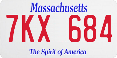 MA license plate 7KX684