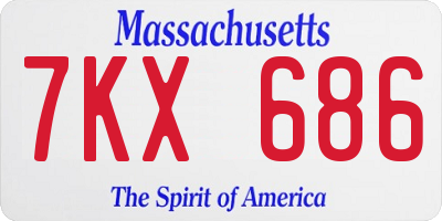 MA license plate 7KX686