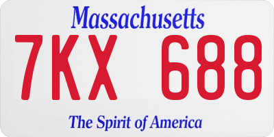 MA license plate 7KX688