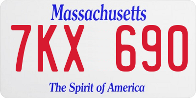 MA license plate 7KX690