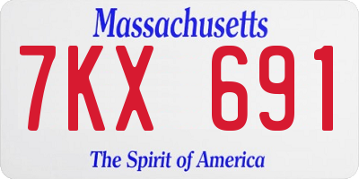 MA license plate 7KX691