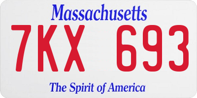 MA license plate 7KX693