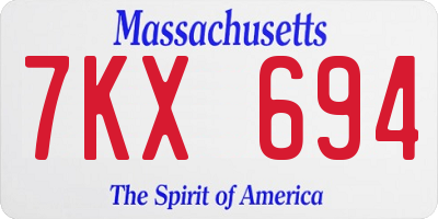 MA license plate 7KX694