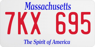 MA license plate 7KX695