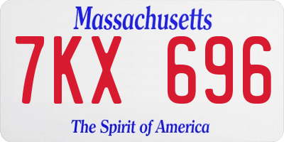 MA license plate 7KX696