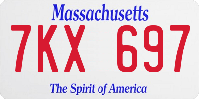 MA license plate 7KX697