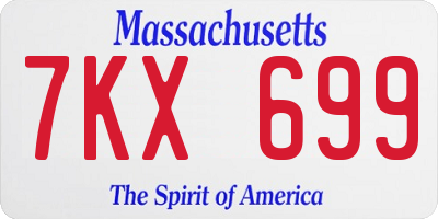 MA license plate 7KX699