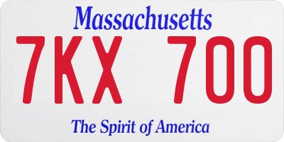 MA license plate 7KX700