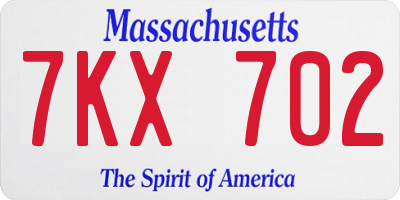 MA license plate 7KX702