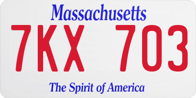 MA license plate 7KX703