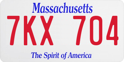 MA license plate 7KX704