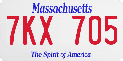 MA license plate 7KX705