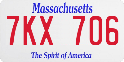 MA license plate 7KX706