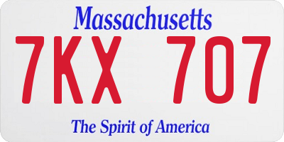 MA license plate 7KX707