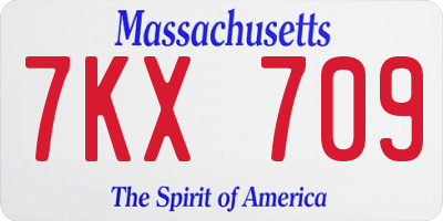 MA license plate 7KX709