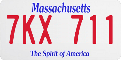 MA license plate 7KX711