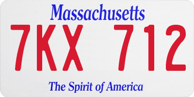 MA license plate 7KX712