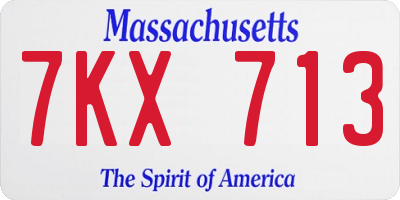 MA license plate 7KX713