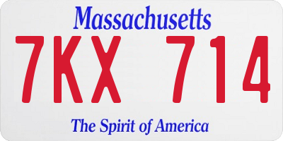 MA license plate 7KX714