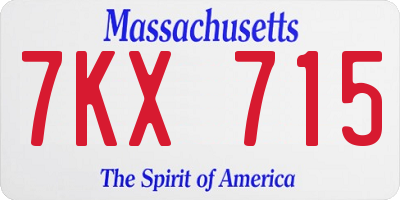 MA license plate 7KX715