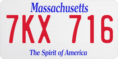 MA license plate 7KX716