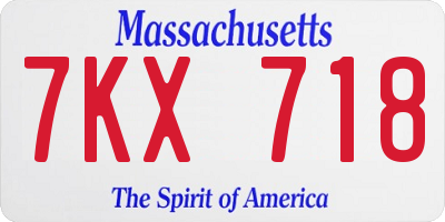 MA license plate 7KX718