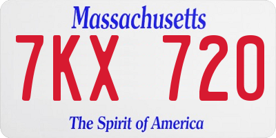 MA license plate 7KX720